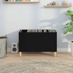 vidaXL Platenkast 74,5x38x48 cm bewerkt hout zwart