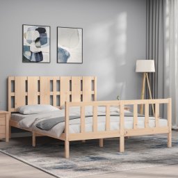 vidaXL Bedframe met hoofdbord massief hout