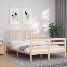 vidaXL Bedframe met hoofdbord massief hout 120x200 cm
