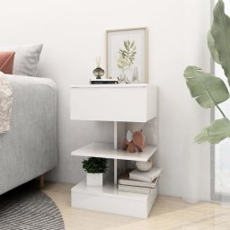 vidaXL Nachtkastje 40x35x65 cm bewerkt hout hoogglans wit
