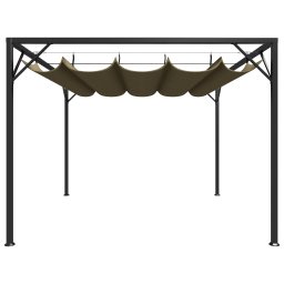 vidaXL Tuinprieel met uittrekbaar dak 180 g/m² 3x3 m taupe