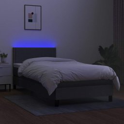 vidaXL Boxspring met matras en LED stof donkergrijs 90x190 cm
