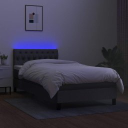 vidaXL Boxspring met matras en LED stof donkergrijs 90x190 cm