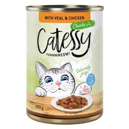 12x400g Hapjes met Kalf en Kip in Saus Catessy Kattenvoer