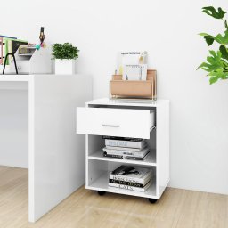 vidaXL Rolkast 46x36x59 cm bewerkt hout hoogglans wit