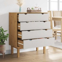 vidaXL Ladekast OTTA 76,5x39,5x90 cm massief grenenhout bruin en wit