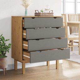 vidaXL Ladekast OTTA 76,5x39,5x90 cm massief grenenhout bruin en grijs