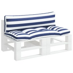 vidaXL Palletkussens 2 st gestreept oxford stof wit en blauw