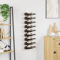 vidaXL Wijnrek voor 9 flessen wandmontage ijzer zwart