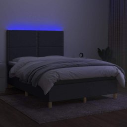 vidaXL Boxspring met matras en LED stof donkergrijs 140x190 cm