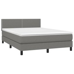 vidaXL Boxspring met matras stof donkergrijs 140x190 cm