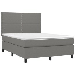 vidaXL Boxspring met matras stof donkergrijs 140x190 cm