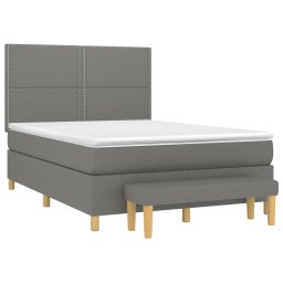 vidaXL Boxspring met matras stof donkergrijs 140x190 cm