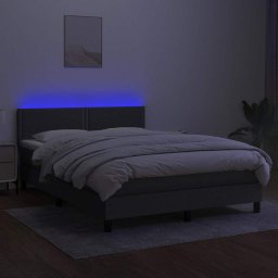 vidaXL Boxspring met matras en LED stof donkergrijs 140x190 cm