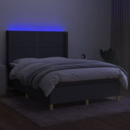 vidaXL Boxspring met matras en LED stof donkergrijs 140x190 cm
