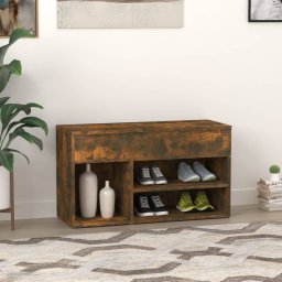 vidaXL Schoenenbankje 80x30x45 cm bewerkt hout gerookt eikenkleurig