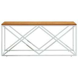 vidaXL Salontafel roestvrij staal en massief acaciahout