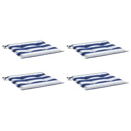 vidaXL Tuinstoelkussens 4 st gestreept 50x50x3 cm stof wit en blauw