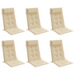 vidaXL Stoelkussens 6 st hoge rug oxford stof beige