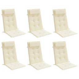 vidaXL Stoelkussens 6 st hoge rug oxford stof crèmekleurig