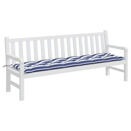 vidaXL Tuinbankkussen gestreept 200x50x7 cm stof wit en blauw