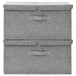vidaXL Opbergboxen 2 st 50x30x25 cm stof grijs