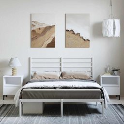 vidaXL Bedframe met hoofdbord metaal wit 135x190 cm