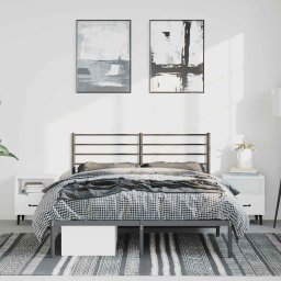 vidaXL Bedframe met hoofdbord metaal zwart 150x200 cm