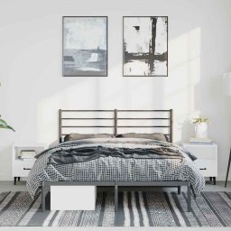 vidaXL Bedframe met hoofdbord metaal zwart 135x190 cm