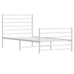 vidaXL Bedframe met hoofd- en voeteneinde metaal wit 90x190 cm