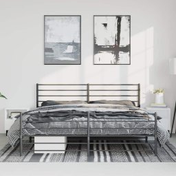 vidaXL Bedframe met hoofd- en voeteneinde metaal zwart 193x203 cm