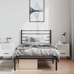 vidaXL Bedframe met hoofdbord metaal zwart 100x190 cm
