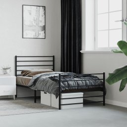vidaXL Bedframe met hoofd- en voeteneinde metaal zwart 107x203 cm