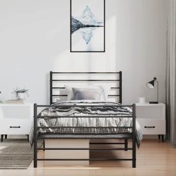 vidaXL Bedframe met hoofd- en voeteneinde metaal zwart 100x190 cm