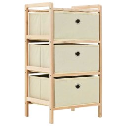 vidaXL Opbergrekken met 3 stoffen manden 2 st cederhout beige