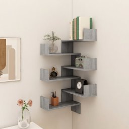 vidaXL Hoekwandschappen 2 st 40x40x50 cm bewerkt hout grijs sonoma