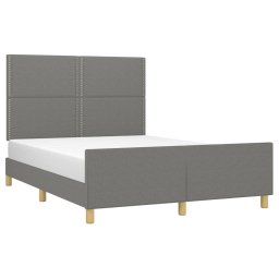 vidaXL Bedframe zonder matras stof donkergrijs 140x190 cm
