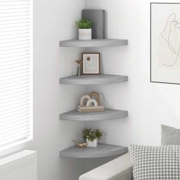 vidaXL Hoekwandschappen 4 st 35x35x3,8 cm MDF betongrijs