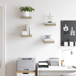 vidaXL Wandschappen zwevend 4 st 23x23,5x3,8 cm MDF eikenkleurig