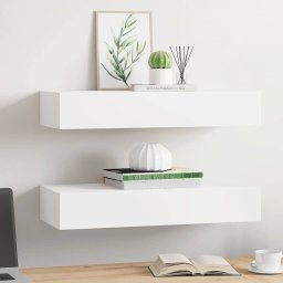vidaXL Wandschappen 2 st met lade 60x23,5x10 cm MDF wit