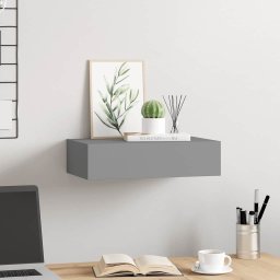 vidaXL Wandschap met lade 40x23,5x10 cm MDF grijs