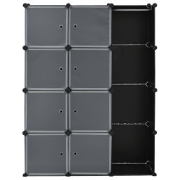 vidaXL Kast met 9 vakken modulair 109x36,5x143 cm zwart en wit