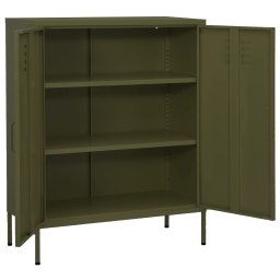 vidaXL Opbergkast 80x35x101,5 cm staal olijfgroen