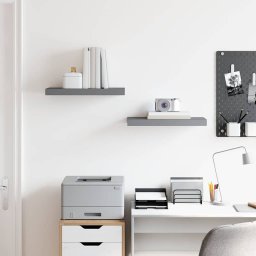 vidaXL Wandschappen zwevend 2 st 50x23,5x3,8 cm MDF hoogglans grijs