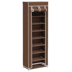 vidaXL Stoffen schoenenrek met hoes 162 x 57 x 29 cm bruin