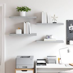 vidaXL Wandschappen zwevend 4 st 60x23,5x3,8 cm MDF betongrijs