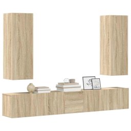 vidaXL 5-delige Tv-meubelset bewerkt hout sonoma eikenkleurig