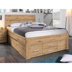 Bed SCARLETT 140x200 cm artisan eik met zes lades met hoofdeinde