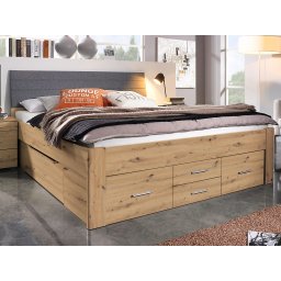 Bed SCARLETT 180x200 cm artisan eik met zes lades met hoofdeinde met stof