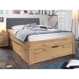 Bed SCARLETT 140x200 cm artisan eik met drie lades met hoofdeinde met stof